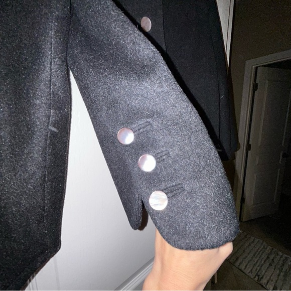 Jack Bloom Wool vintage VTG black dark grey button up blazer collared xs xxs - Picture 11 of 14